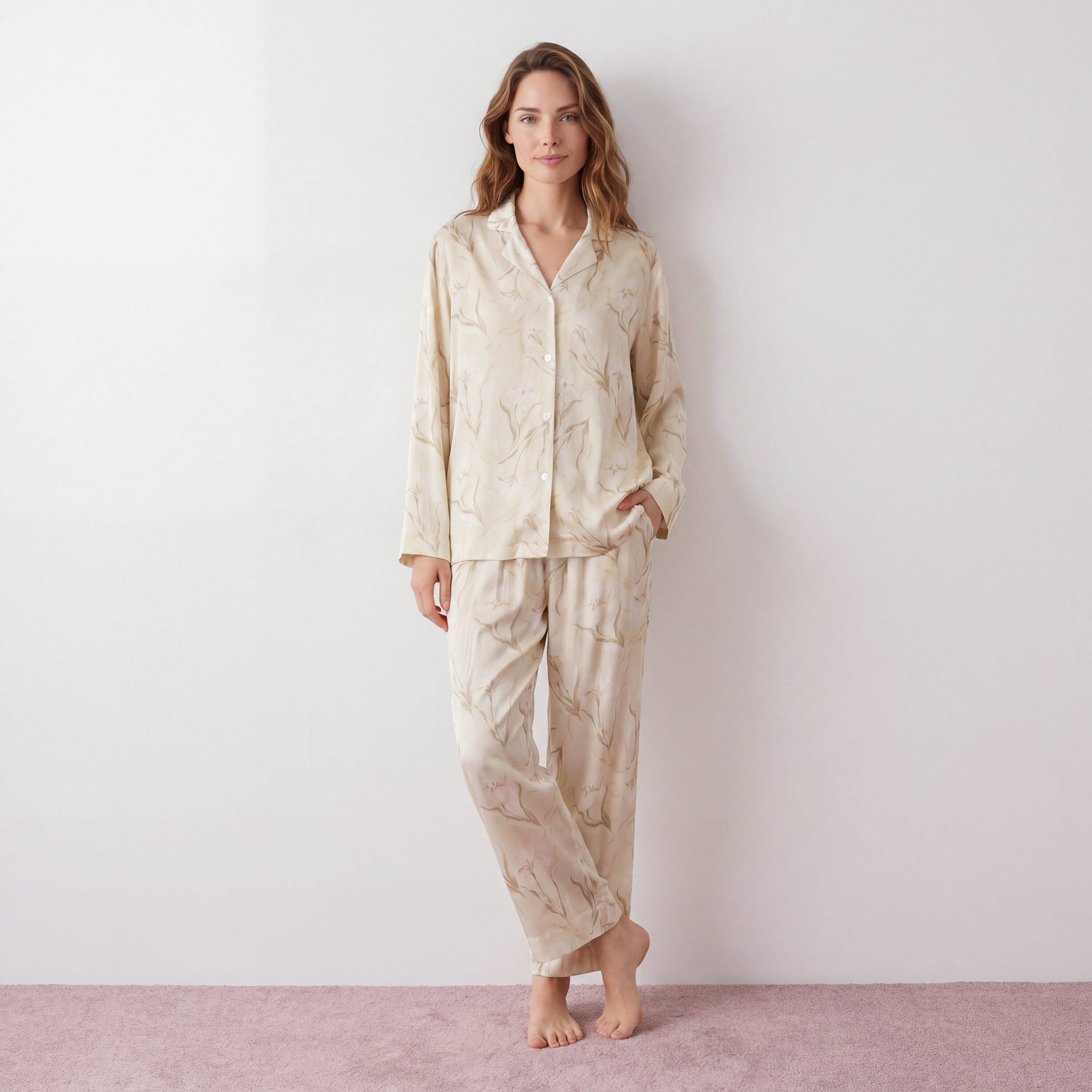 MoMang Pajama Champagne Lily Pajama Set Tencel™ Lyocell Satin
