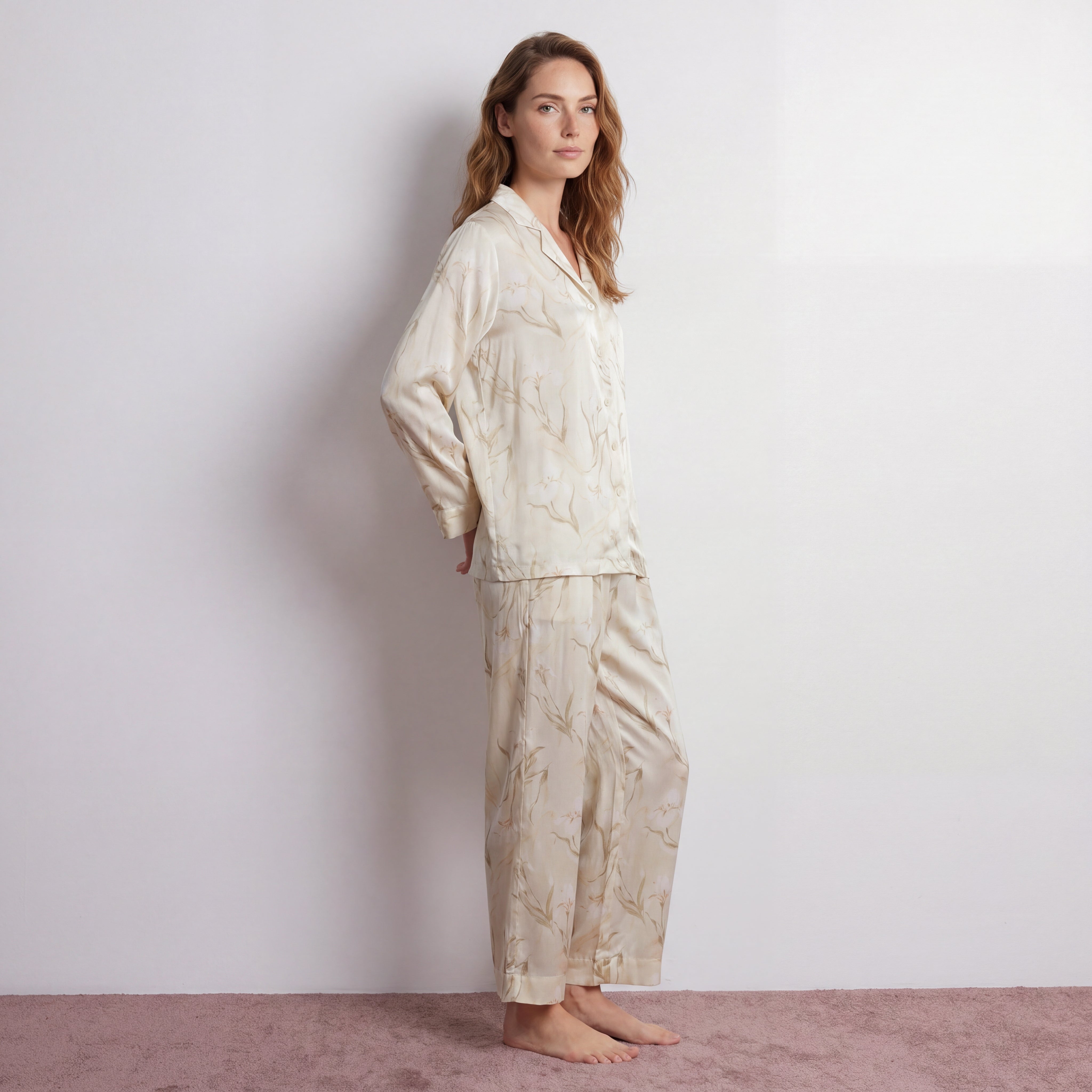 MoMang Pajama Champagne Lily Pajama Set Tencel™ Lyocell Satin