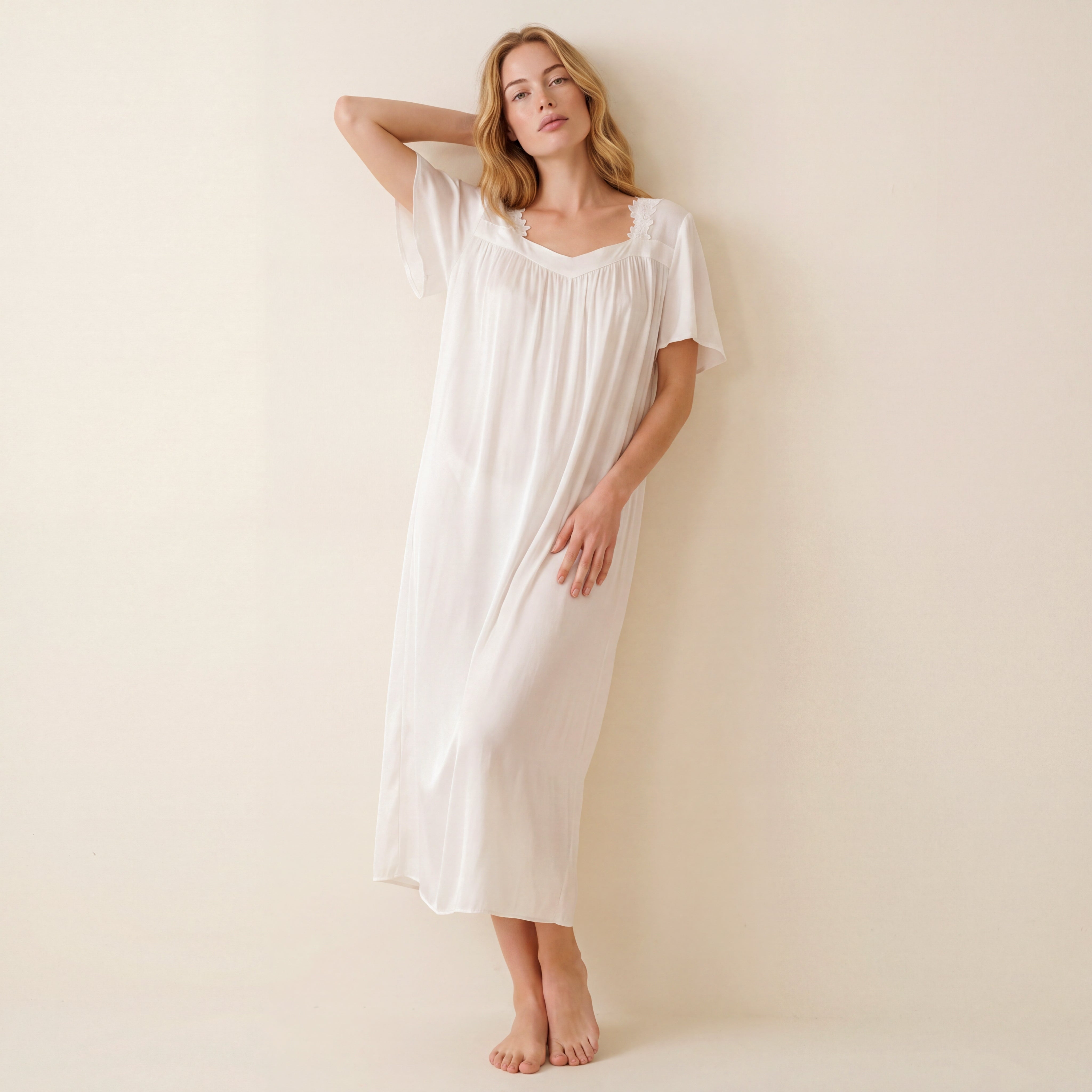 MoMang Pajama Blanc Lace Nightgown Tencel™ Modal