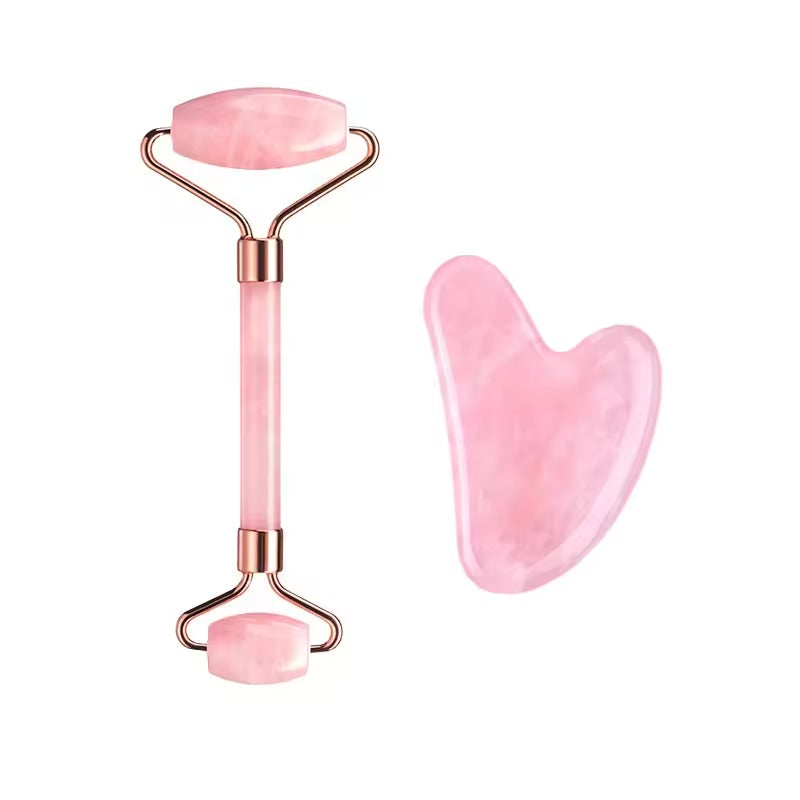 Rose Quartz Facial Roller & Gua Sha Set