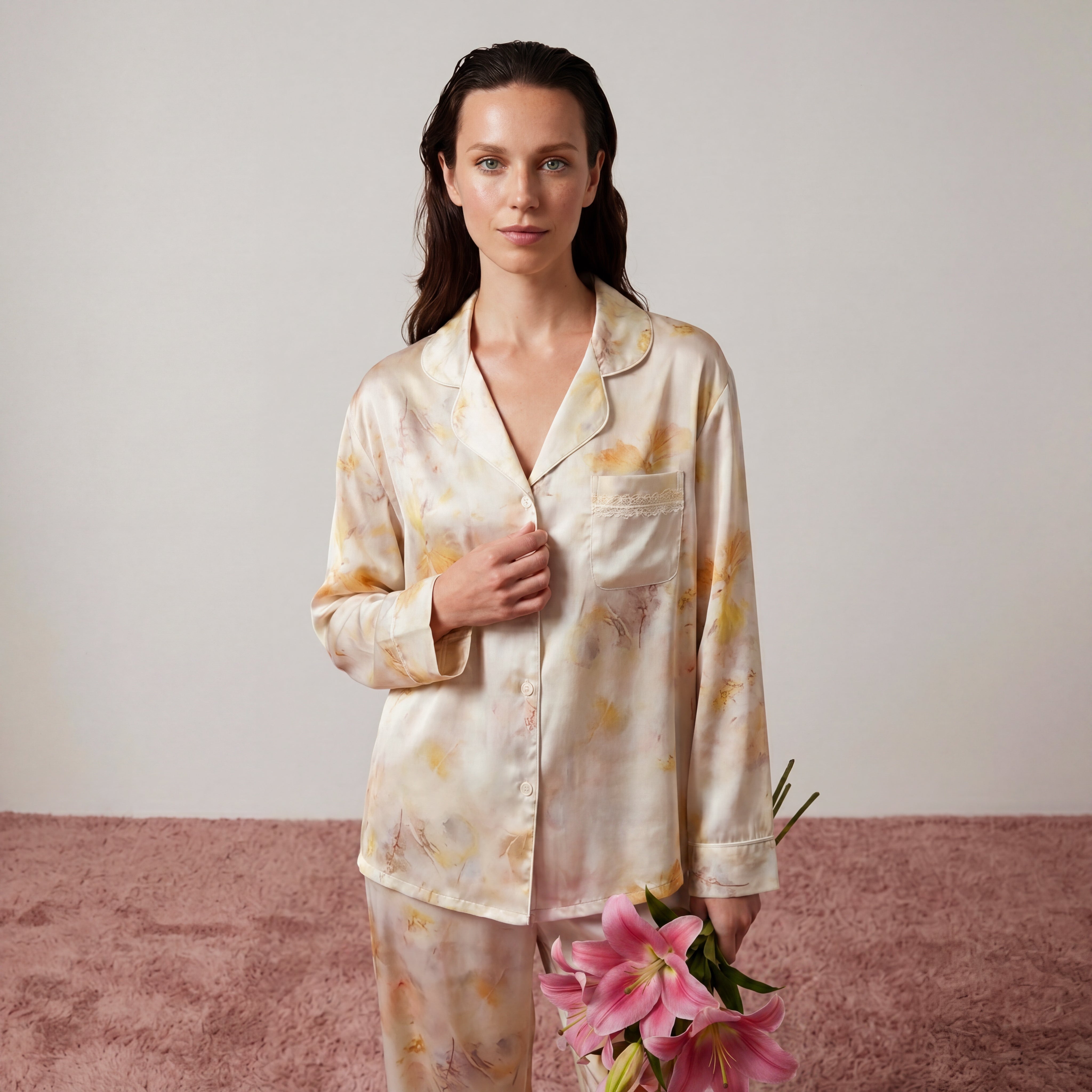 MoMang Pajama Golden Reverie Pajama Set Tencel™ Lyocell Satin
