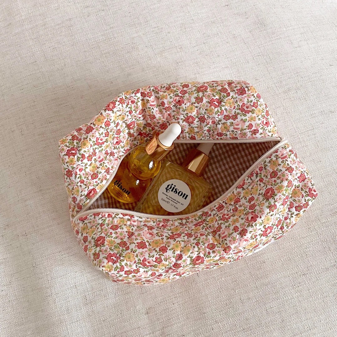 Wildflower Quilted Makeup Bag