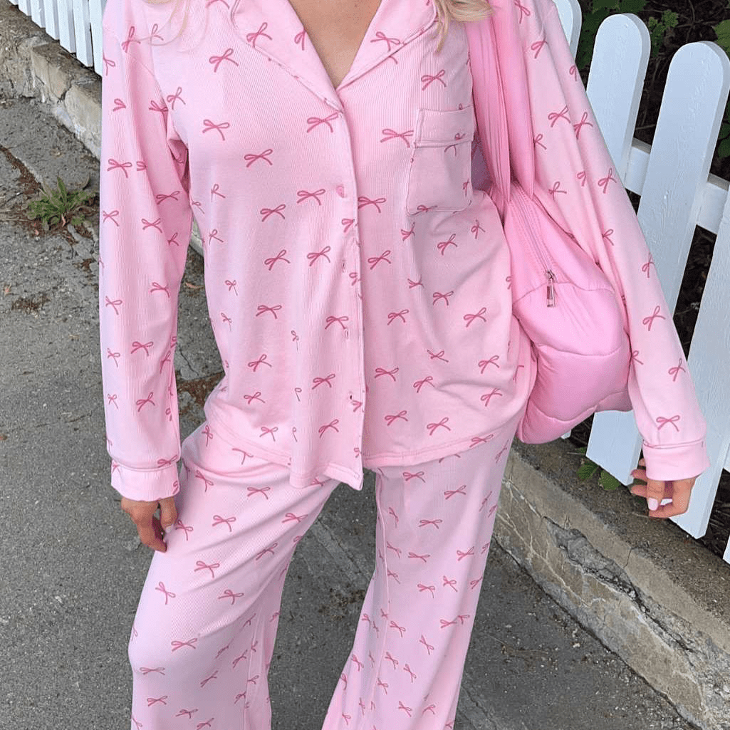 Soft Cotton Bow Pajamas - Momang Studio
